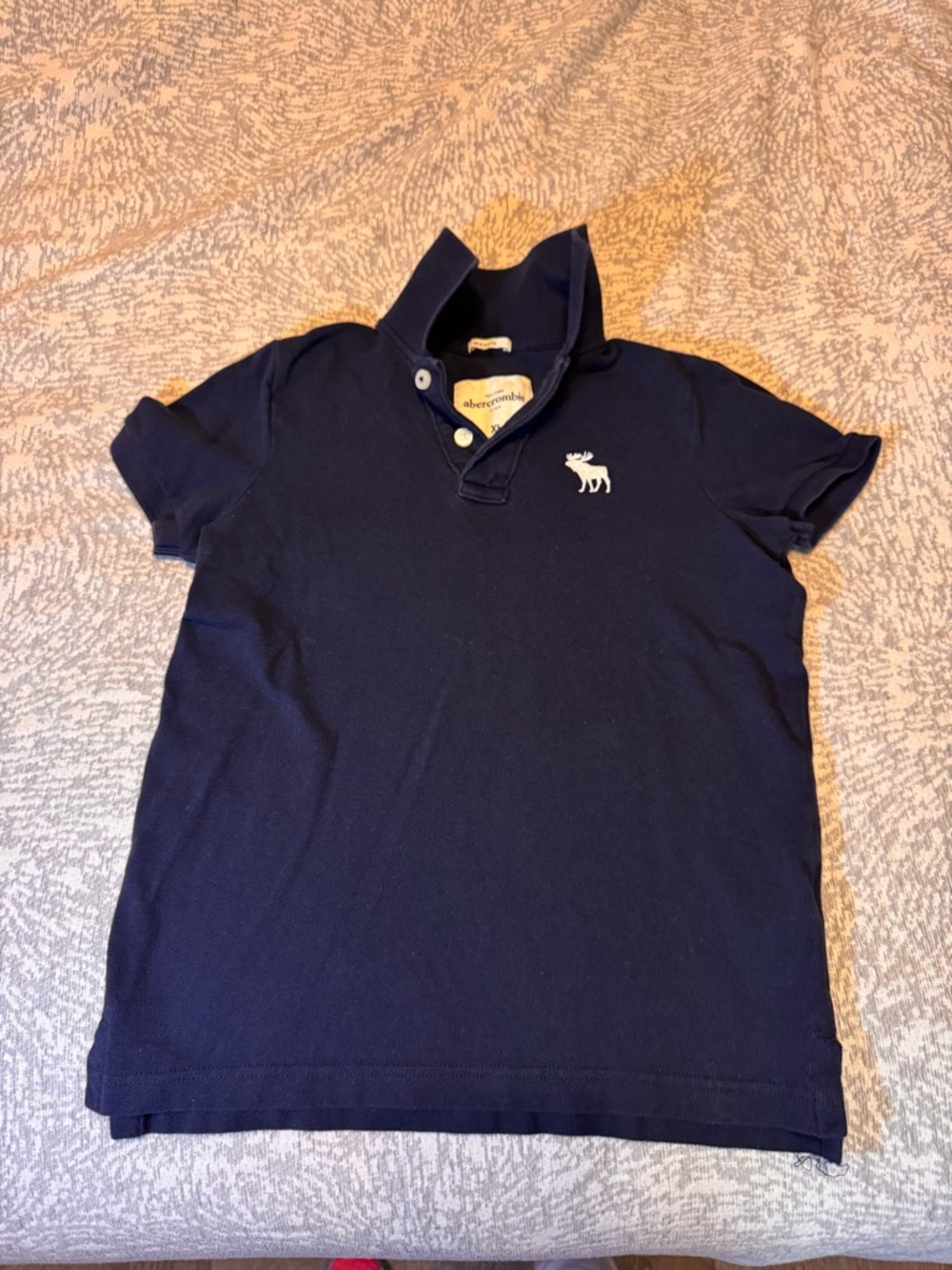 Abercrombie & Fitch Navy Polo with Gold Moose Logo